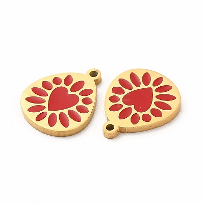 Ion Plating(IP) 304 Stainless Steel Enamel Pendants STAS-F291-04G-01-1