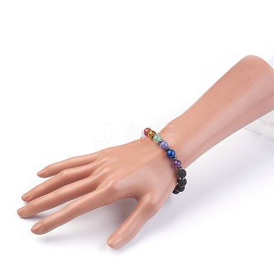 Natural Mixed Stone Stretch Bracelets BJEW-JB03945-02-1