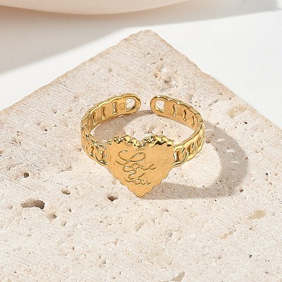 304 Stainless Steel Cuff Open Rings for Women RJEW-L341-05A-G-1