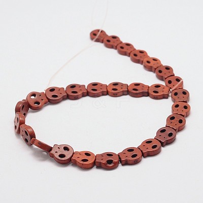 Skull Synthetic Turquoise Beads Strands TURQ-I023-28x25mm-M-1