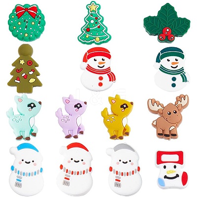 14Pcs 14 Style Food Grade Eco-Friendly Silicone Beads SIL-SC0001-20-1