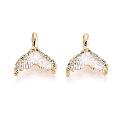 Spray Painted Brass Pave Cubic Zirconia Pendants KK-T072-32G-1