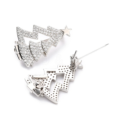 Brass Micro Pave Clear Cubic Zirconia Brooch for Christmas ZIRC-I053-10P-1