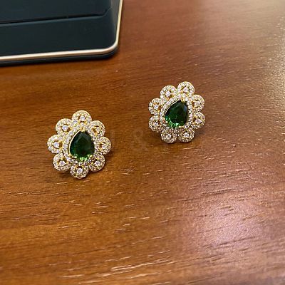 Teardrop 201 Stainless Steel Rhinestone Pendant Necklace & Stud Earring & Rings Sets FS-WG457D4-01-1