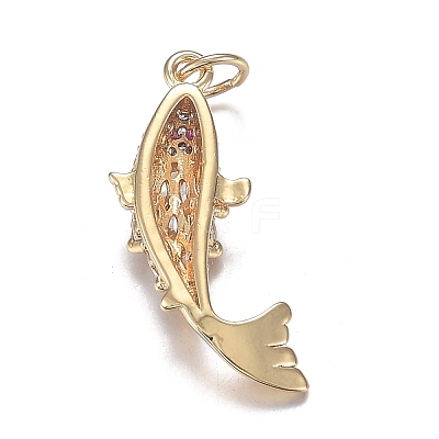 Brass Micro Clear Cubic Zirconia Pendants ZIRC-F120-044G-1