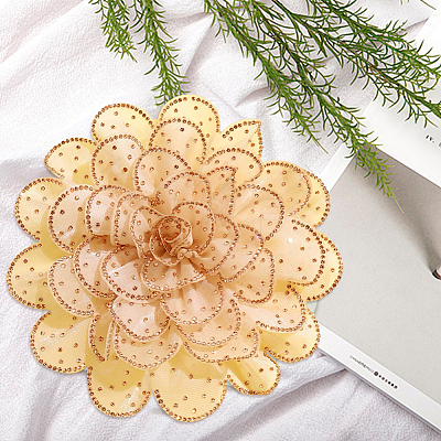 Flower Cloth Rhinestone Broochs JEWB-WH20009-06P-04-1