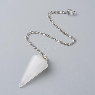 Platinum Tone Brass Crystal Cone Hexagonal Pointed Dowsing Pendulums MAK-M015-01I-1