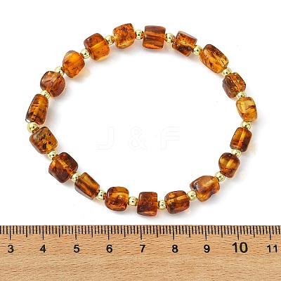 Natural Amber & Non-magnetic Synthetic Hematite Beaded Stretch Bracelets for Women Men BJEW-JB13737-1