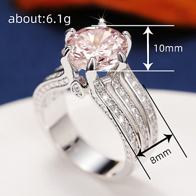 Brass Micro Pave Cubic Zirconia Finger Rings for Women FS-WGB56BB-22-1