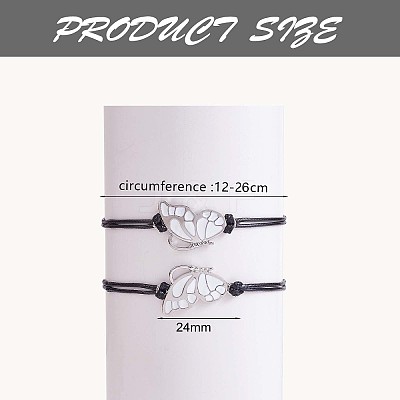 2Pcs White Brass Enamel Butterfly Link Bracelets Set JB732A-1