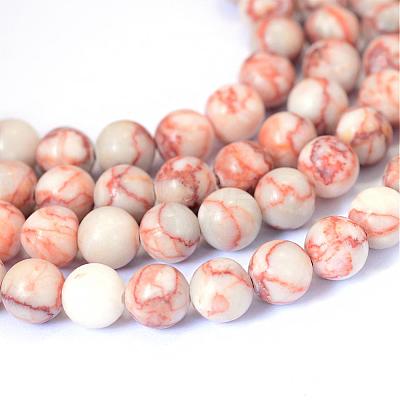 Natural Red Netstone Round Bead Strands G-E334-6mm-06-1