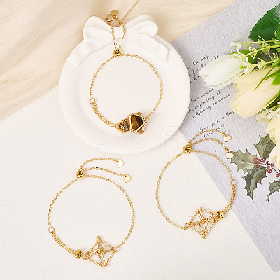 5Pcs Adjustable Braided Brass Macrame Pouch Cable Chain Slider Bracelet Making BJEW-BBC0001-17B-1
