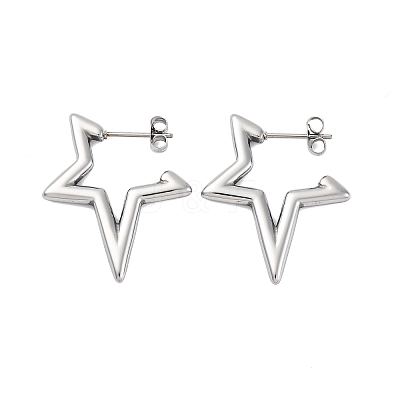 304 Stainless Steel Star Stud Earrings EJEW-B108-17P-1