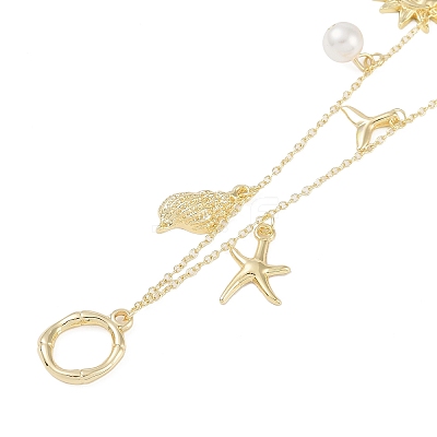 Bohemian Summer Beach Style 18K Gold Plated Shell Shape Initial Pendant Necklaces IL8059-15-1