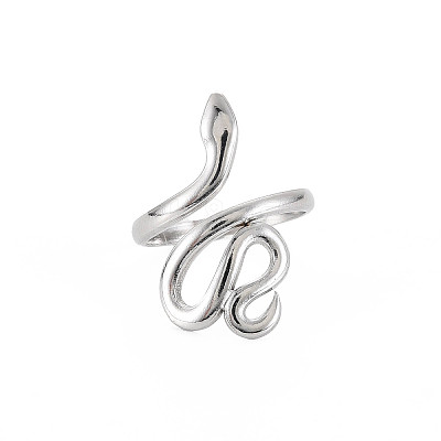 304 Stainless Steel Snake Wide Open Cuff Ring for Women X-RJEW-S405-226P-1