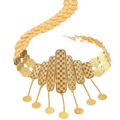 Alloy Crystal Rhinestone Rectangle Coin Tassel Waist Belly Chains for Women FS-WGD33E3-01-1