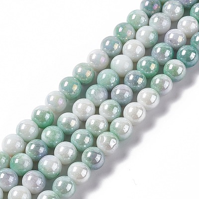 Electroplated Glass Beads Strands X-GLAA-C023-01B-1