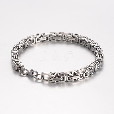 Tarnish Resistant 201 Stainless Steel Byzantine Chain Bracelets BJEW-K134-01P-6mm-1