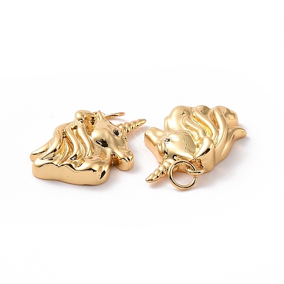 Unicorn Brass Micro Pave Black Cubic Zirconia Pendants KK-G435-39G-1