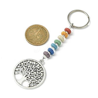 Chakra Natural Lava Rock & Alloy Tree of Life Pendant Keychain KEYC-JKC00644-03-1
