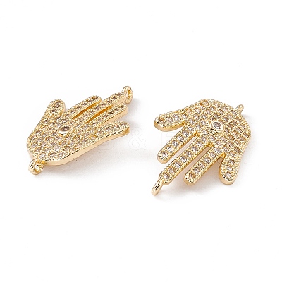 Brass Micro Pave Clear Cubic Zirconia Connector Charms KK-E068-VC077-1