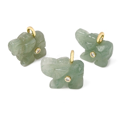 Natural Green Aventurine Carved Pendants G-H357-01G-09-1