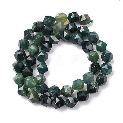 Natural Moss Agate Beads Strands G-F523-37-8mm-1