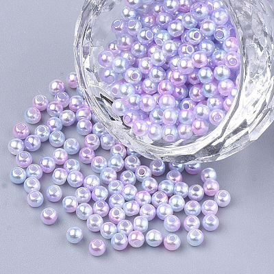 Rainbow ABS Plastic Imitation Pearl Beads OACR-Q174-10mm-01-1