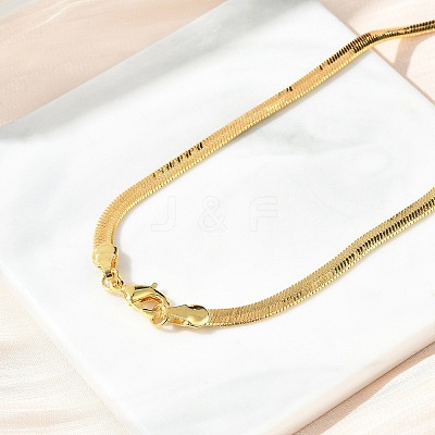 Brass Flat Snake Chain Necklaces NJEW-A042-02G-01-1