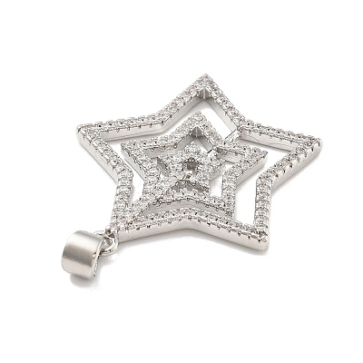 Rack Plating Brass Micro Pave Cubic Zirconia Pendants KK-D359-30P-1