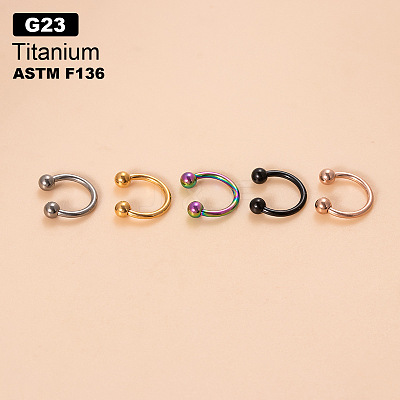 G23 Titanium Circular/Horseshoe Barbell Nose Rings WGFD71D-02-1