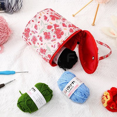 Oxford Zipper Knitting Bucket Bag with Handle PW-WG69279-01-1