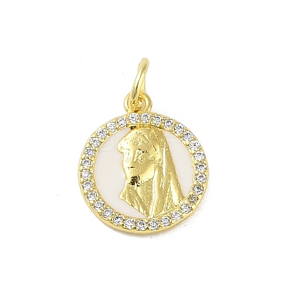 Brass Micro Pave Clear Cubic Zirconia Pendants KK-E111-46G-02-1