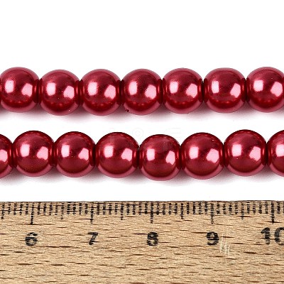 Baking Paint Pearlized Glass Pearl Round Bead Strands HY-Q330-8mm-51-1
