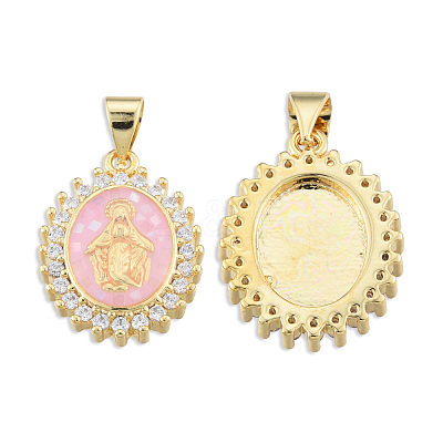 Brass Micro Pave Clear Cubic Zirconia Pendants KK-N227-96-1