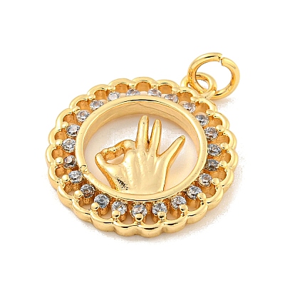 Brass Micro Pave Clear Cubic Zirconia Pendants LS-KK-U007-01G-03-1
