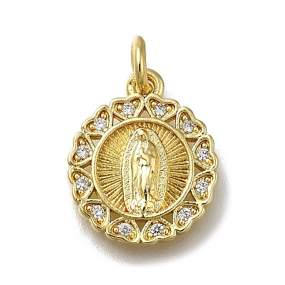 Brass Micro Pave Clear Cubic Zirconia Pendants ZIRC-I070-031G-1