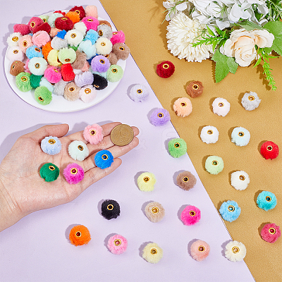 128Pcs 32 Colors Imitation Rabbit Hair European Beads FIND-PH0027-66-1