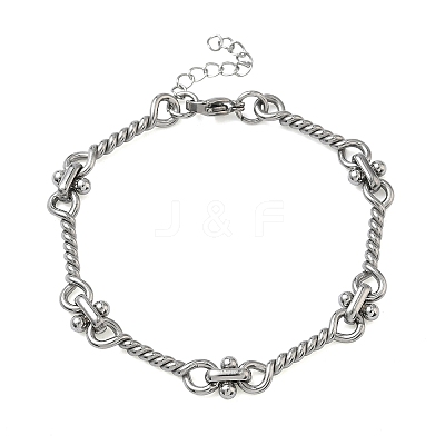 304 Stainless Steel Twited Rope Link Chain Bracelets for Women BJEW-A160-06P-1