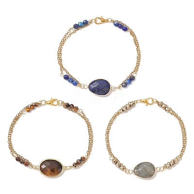 3Pcs Natural & Synthetic Gemstone Beads Multi-strand Bracelets BJEW-JB12122-1