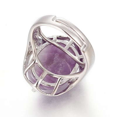 Adjustable Natural & Synthetic Mixed Stone Rings RJEW-O033-G-1-1