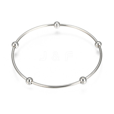 Tarnish Resistant 201 Stainless Steel Bangle Sets BJEW-O115-85P-1