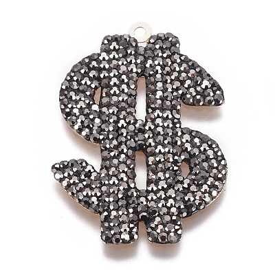 Polymer Clay Rhinestone Pendants RB-L080-17KCG-1