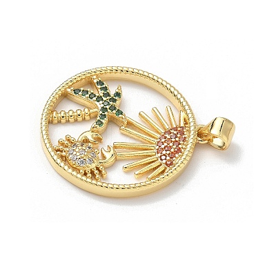 Brass Micro Pave Cubic Zirconia Pendants KK-P330-07A-G-1