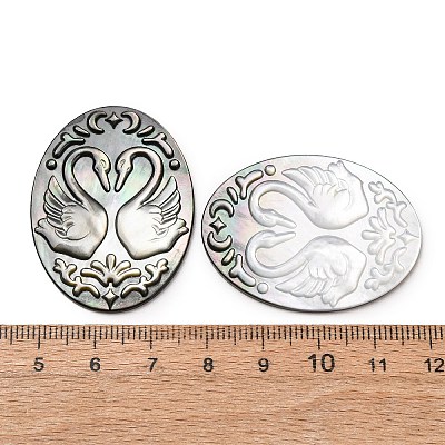 Natural Black Lip Shell Carved Cabochons SHEL-G024-04-1