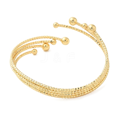 Rack Plating Brass Round Ball Cuff Bangle for Women BJEW-M298-10G-1