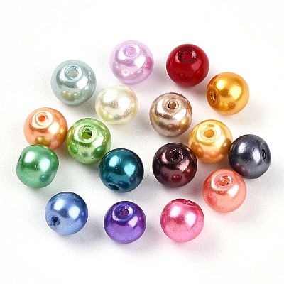 Baking Paint Pearlized Glass Pearl Beads HY-Q003-6mm-M01-1
