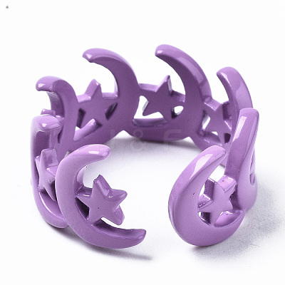 Spray Painted Brass Cuff Rings RJEW-S044-149-1