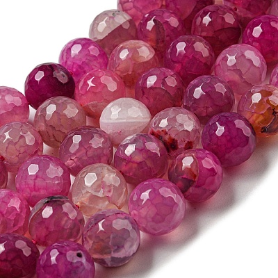 Faceted Natural Dragon Veins Agate Beads Strands G-F447-12mm-I04-1