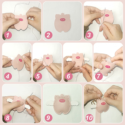 DIY Imitation Leather Flying Pig Pendant Keychain Sewing Kits DIY-WH0530-96-1